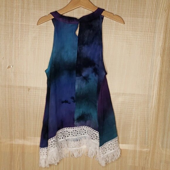 Kidpik Girls Tie Dye Sleeveless Tunic With Fringe - Picture 2 of 8
